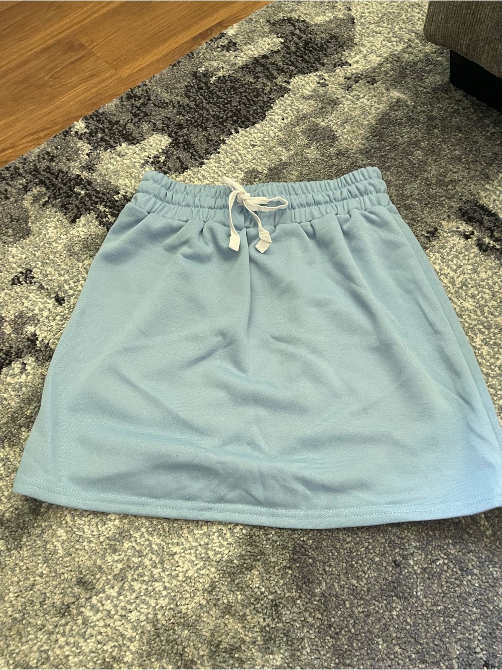 SHEIN Light Blue Elastic-Waist Mini Skirt with Drawstring